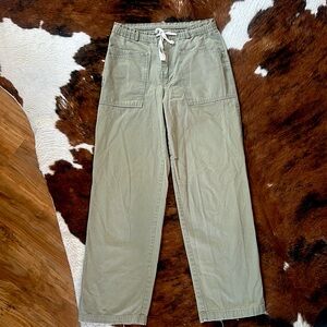 Vintage 90’s Faded Glory Olive Green Cargo Drawstring Straight Leg Pants